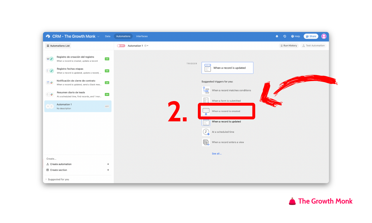 Automatizar el registro de la fecha de creación en airtable paso 2