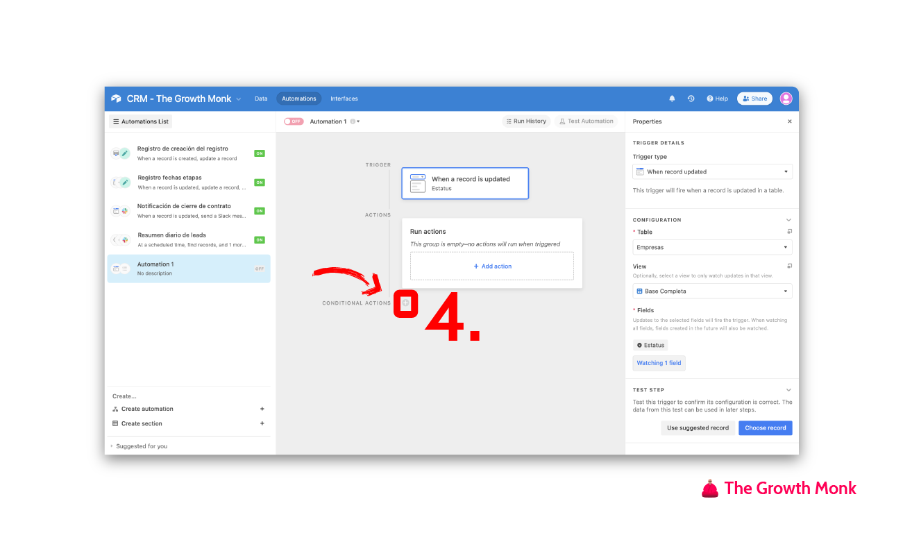 Automatizar el registro de los cambios de estatus en airtable paso 4