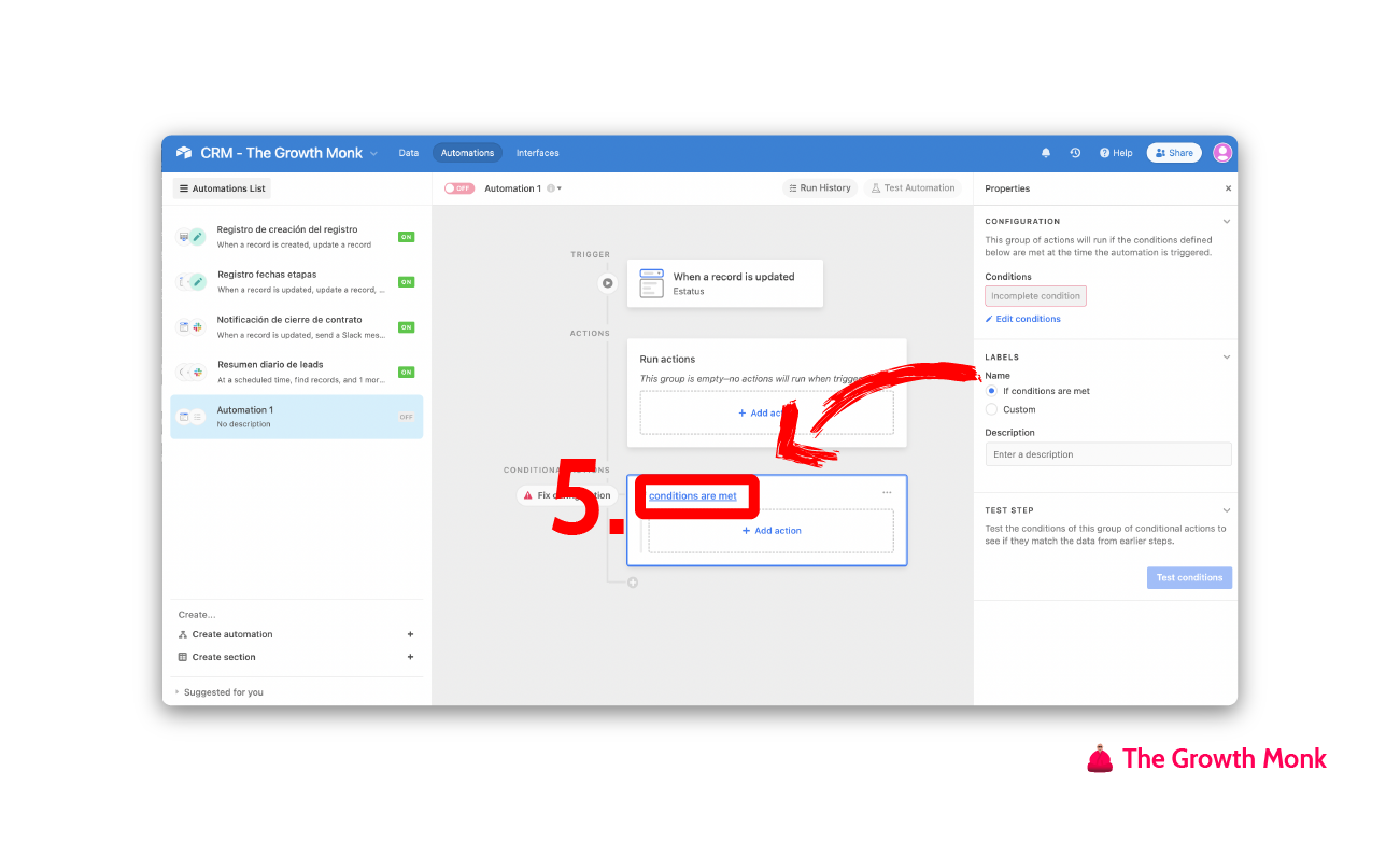 Automatizar el registro de los cambios de estatus en airtable paso 5