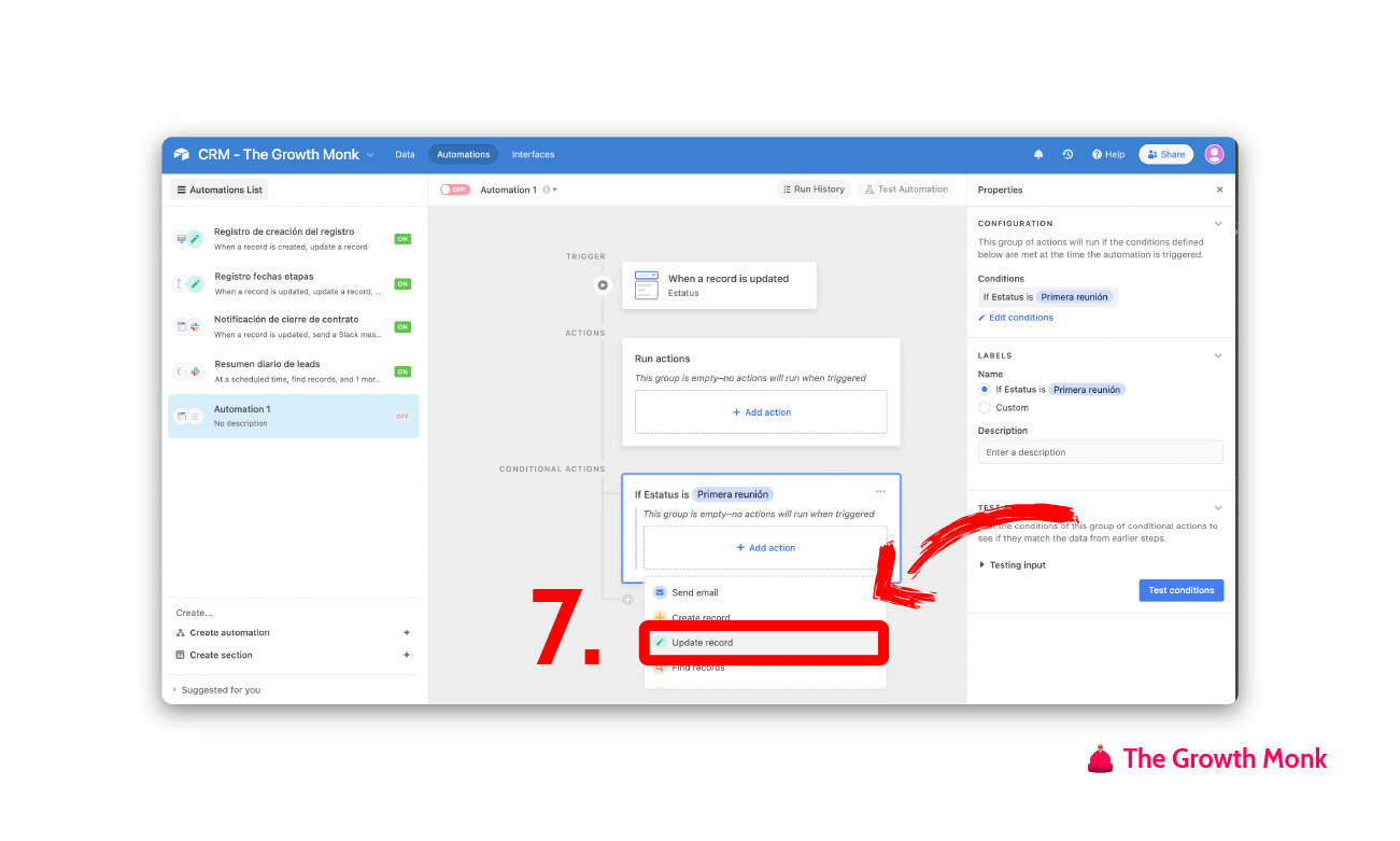 Automatizar el registro de los cambios de estatus en airtable paso 7