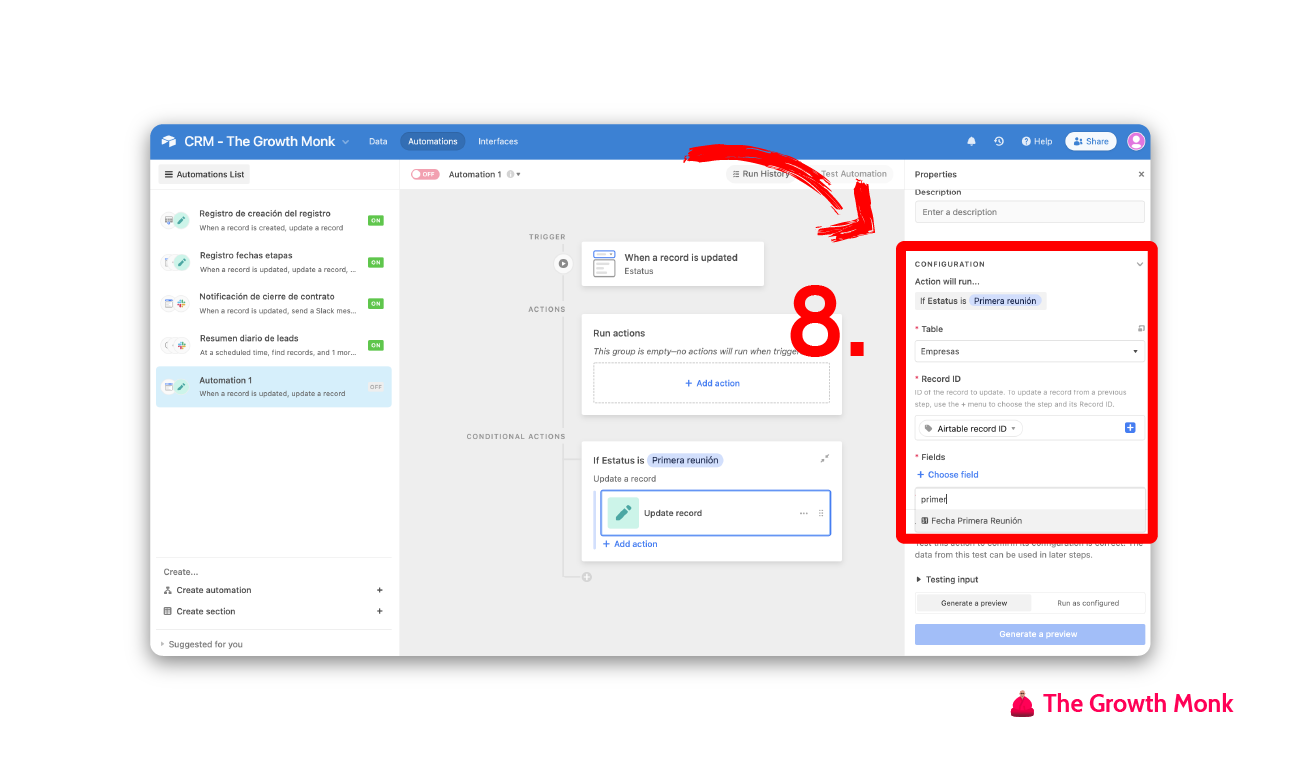 Automatizar el registro de los cambios de estatus en airtable paso 8