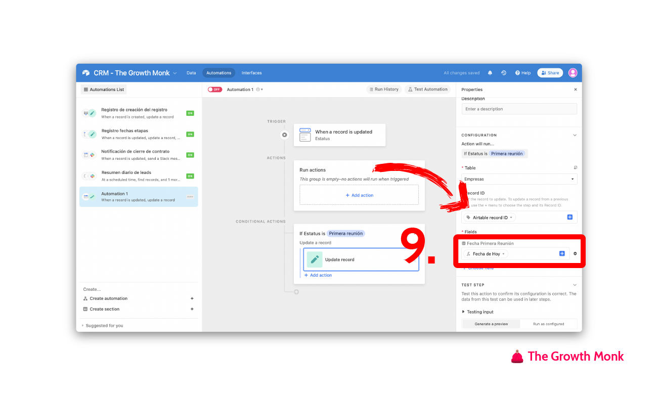 Automatizar el registro de los cambios de estatus en airtable paso 9