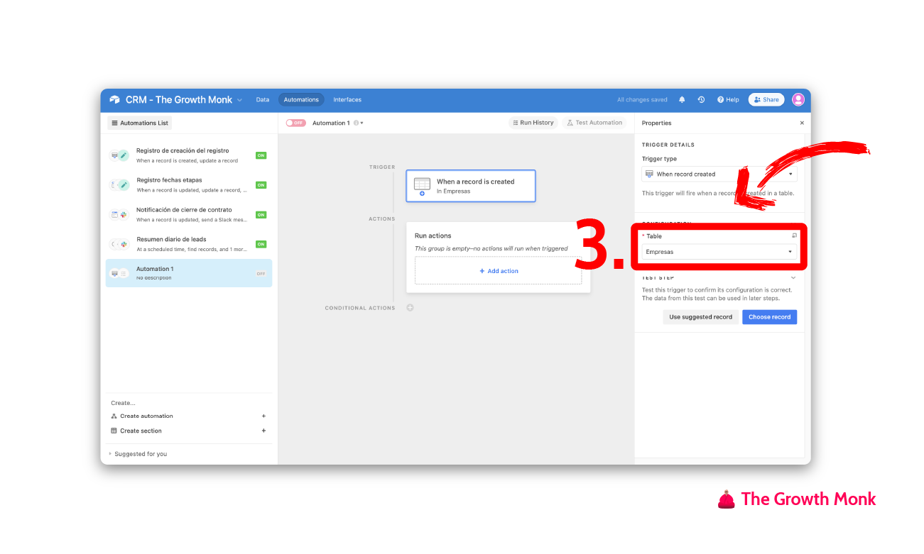 Automatizar el registro de la fecha de creación en airtable paso 3