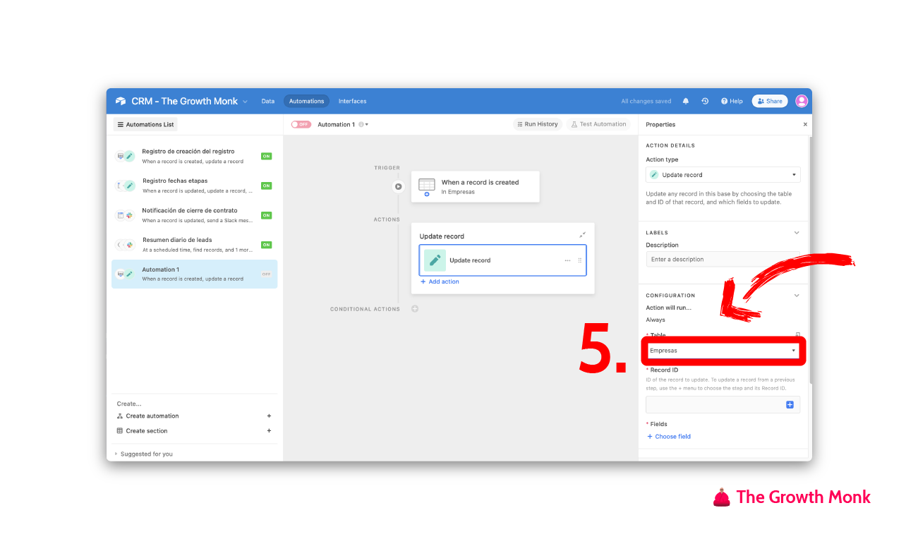 Automatizar el registro de la fecha de creación en airtable paso 5