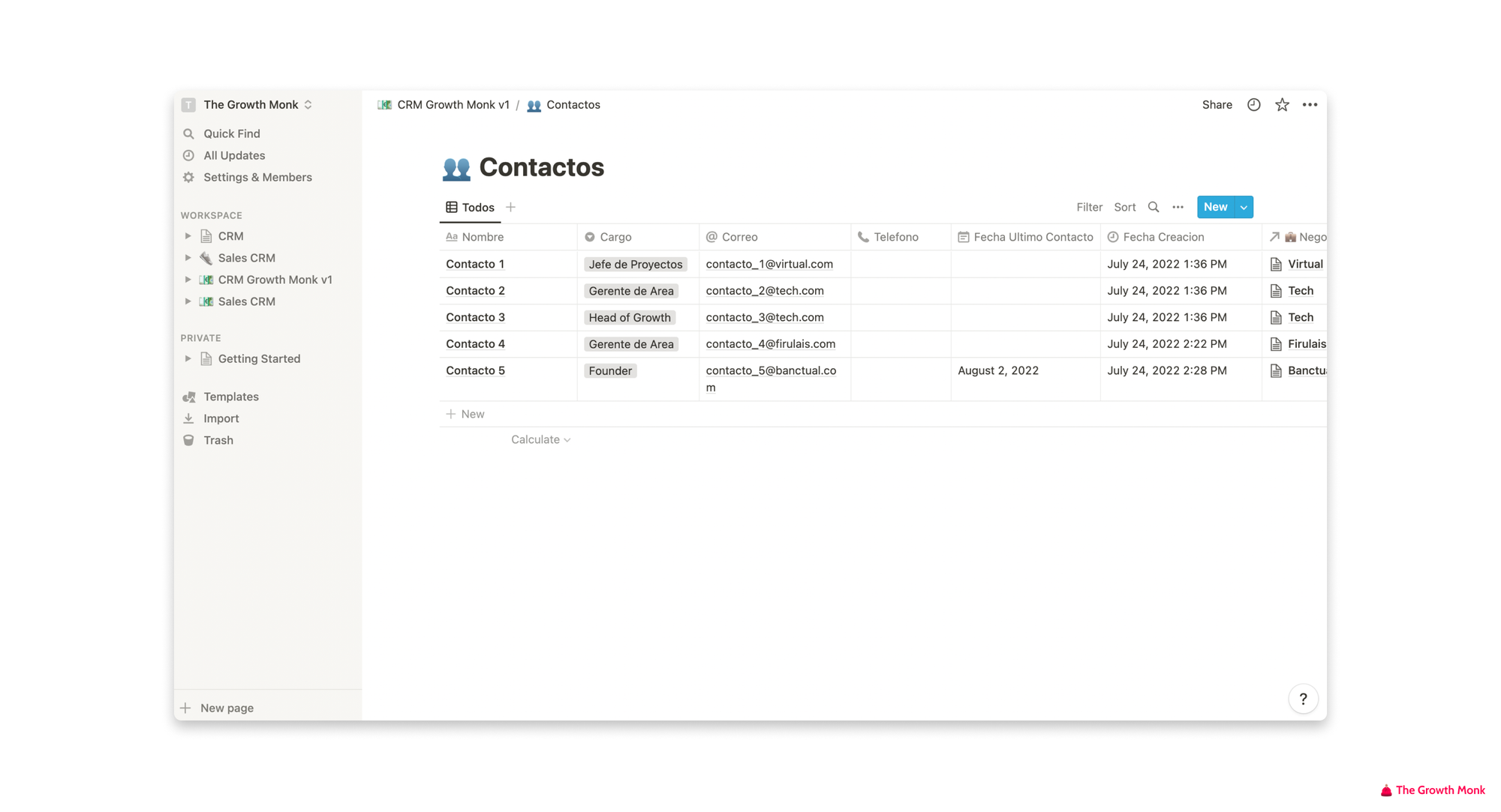 The Growth Monk - Implementa tu CRM con Notion (Base Contactos)