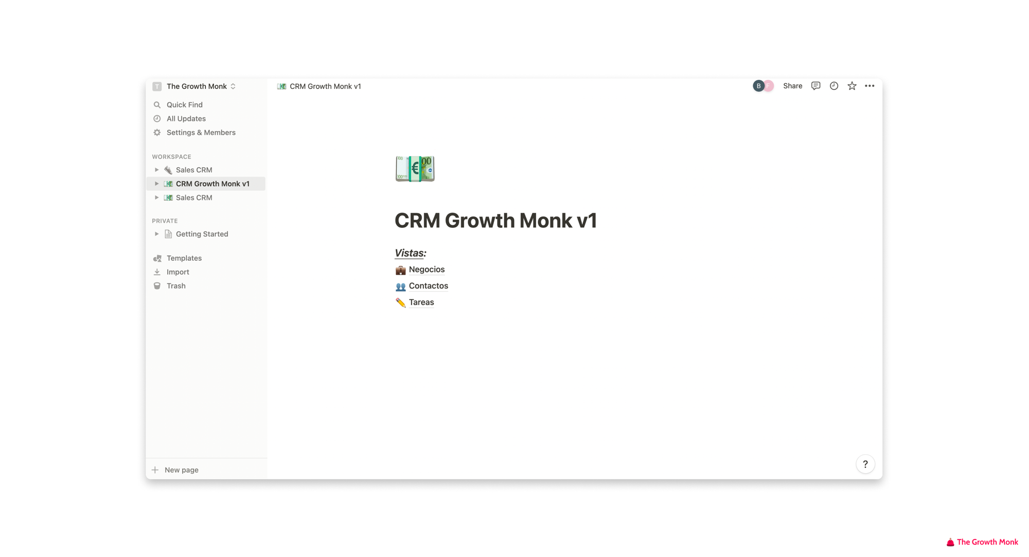 The Growth Monk - Implementa tu CRM con Notion (Vista General CRM)