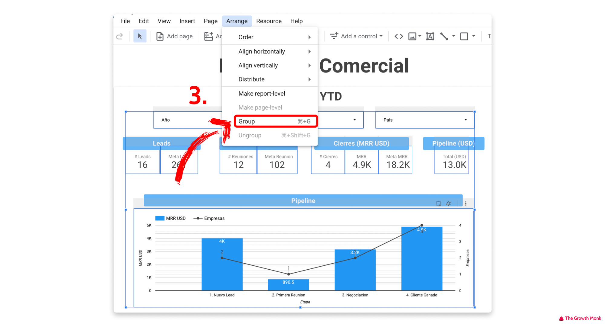 The Growth Monk - Crea un Dashboard para tu CRM Gratis II (Agrupar 3)