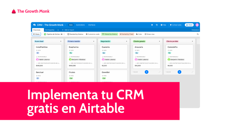 Implementa un CRM gratis en Airtable